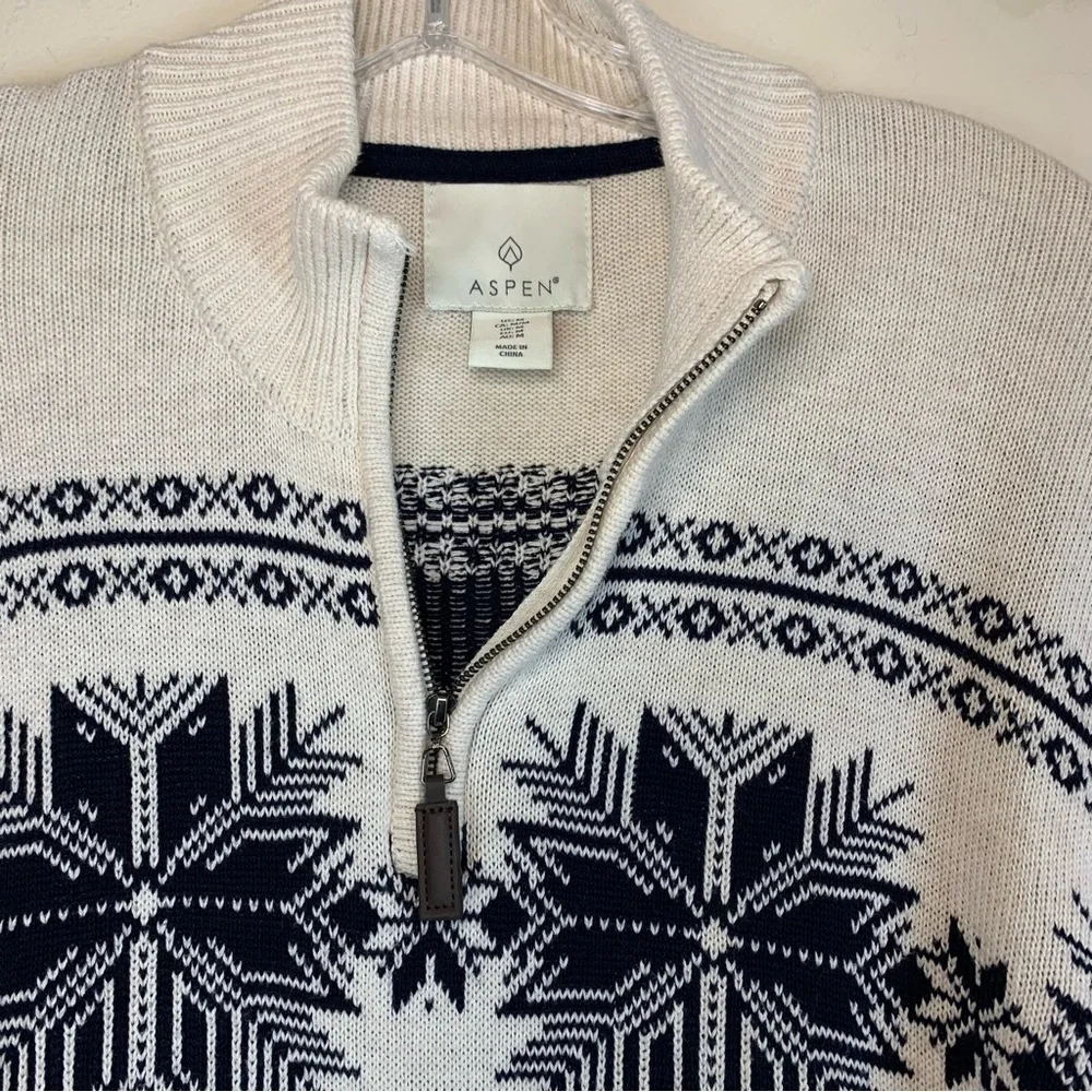 Men’s Fair Isle 1/4 Zip Aspen Sweater- Sz M